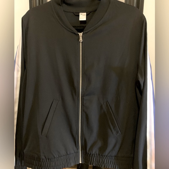 Old Navy Active Black Track Jacket Zip Up Stripe Sleeves Black Size-Large - Picture 2 of 9